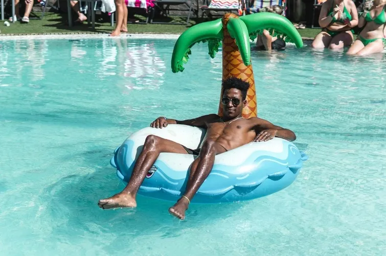 Relaxing in the pool